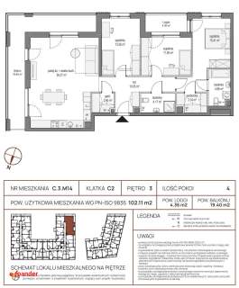 Apartament 4-pokojowy 102,11 m piętro 3 Gdańsk ul. St