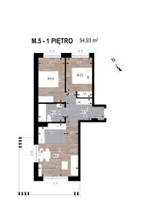 Apartament, 3 pok., Ip., 54,93 m2, Czarnów, Miła
