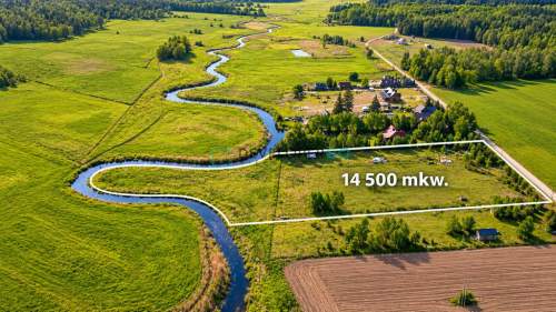 Pięknie położona działka budowlana aż 1,5 ha z linią brzegową...