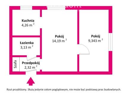 2 pokoje w centrum Koła 1. piętro Do remontu