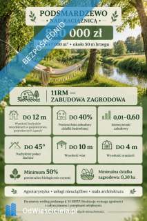 Działka siedliskowa z linią brzegową blisko Warszawy, 1h drogi...