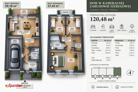 Dom skrajny szereg z garażem i dużym ogrodem 262 m 