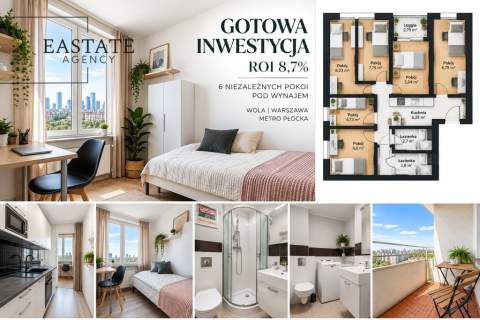 GOTOWY BIZNES NAJMU 6 POKOI 8,7% ROI METRO PŁOCKA