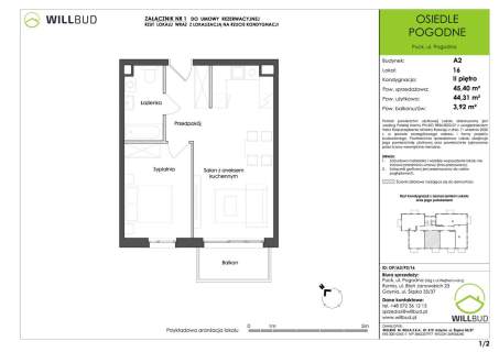 2-pok. 44m duży balkon, Pogodne Puck