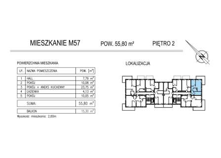 Mieszkanie 3 pok., 55,80m2, KSM, Al. Solidarności