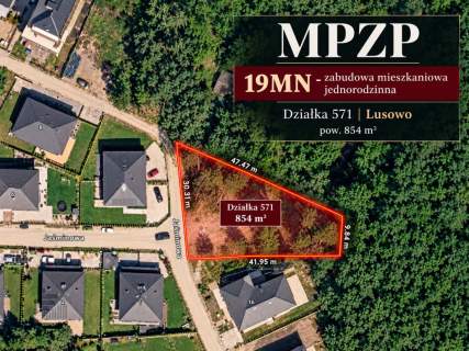 Działka budowlana przy lesie 853 m Lusowo