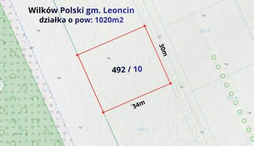 Działka budowlana 1020m2, Wilków Polski