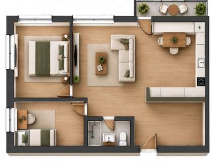 3 POKOJE - 56,10 M2 - MIEJSCE POSTOJOWE - BALKON