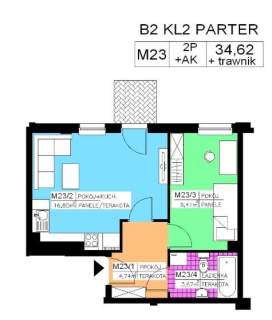 Mieszkanie 2 pok., 34,62 m2, parter, Na Stoku