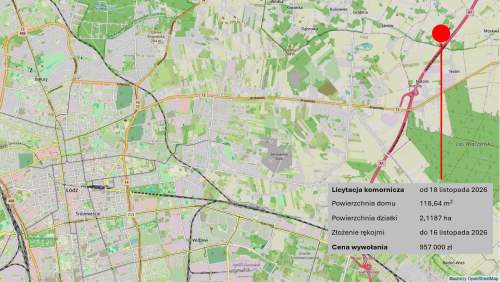 Blisko Łodzi, las, duża działka, licytacja komornicza
