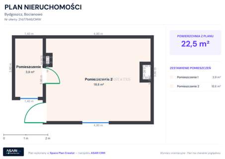 Nowoczesna kawalerka 22 m2 po remoncie Klimatyzacja Ogródek