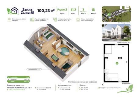 Dwustronne 100m2 z antresolą balkon I Słomniki
