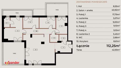 112 m 5 pokoi Dwa tarasy i balkon Bez PCC, bez prowizji