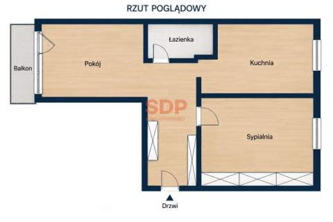 2 pokoje z osobą kuchnią i balkonem w centrum