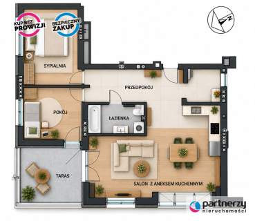 3 pokoje 71,7 m2 duży taras Rotmanka