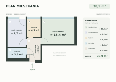 Jasne 2 pokoje z osobną kuchnią i widokiem