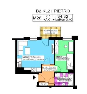 Mieszkanie 2 pok., 34,32 m2, I piętro, Na Stoku