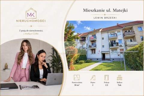 Mieszkanie 38 m2 1/2 pokoje Balkon 2 piętro Matejki , Lewin