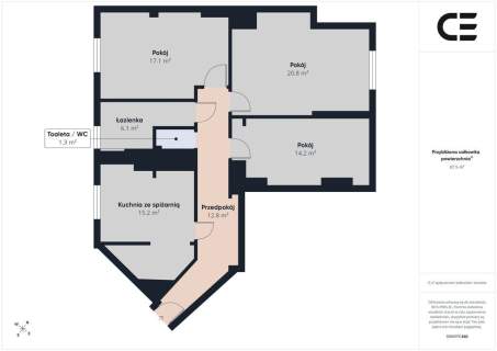 3 pokoje 82,55 m Plac Grunwaldzki