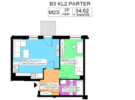 Mieszkanie 2 pok., 34,62 m2, parter, Na Stoku