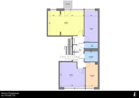 3 pokoje balkon 450 m od Sadyba Best Mall