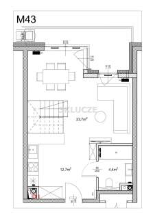 Apartament z antresolą i tarasem 58m2