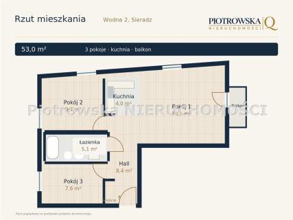 Mieszkanie na sprzedaż, 53 m2, Sieradz