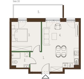 Nowe mieszkanie 46,75m2 1 balkon 9,60m2