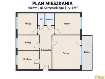 Mieszkanie, 4 pokoje, parter, 72,4 m2, ul. Skrzetuskiego w Łukowie