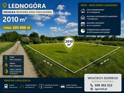 Działka inwestycyjna na sprzedaż, 2010 m2, Lednogóra