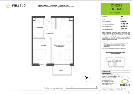 2-pok. 44m duży balkon, Pogodne Puck
