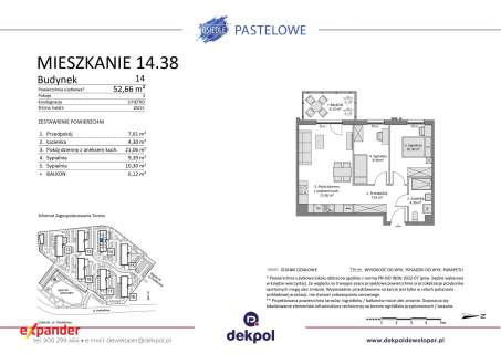 3 pokoje z dużym balkonem Gdańsk Południe 52,66 m III pię