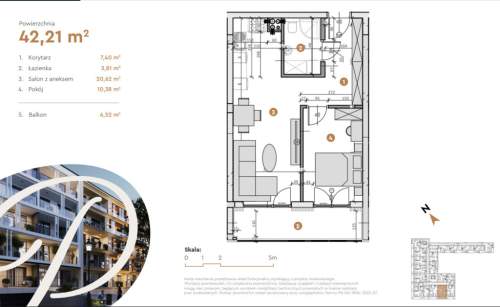 MIESZKANIE CENTRUM KIELC 42,21 m2 balkon 6,52 m2