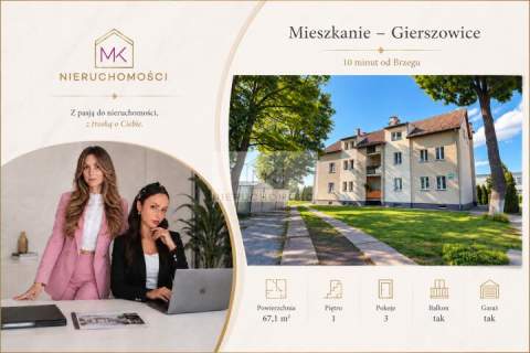 Mieszkanie 3 pokoje 67m2 garaż Balkon 1. piętro Gierszowice 7km...