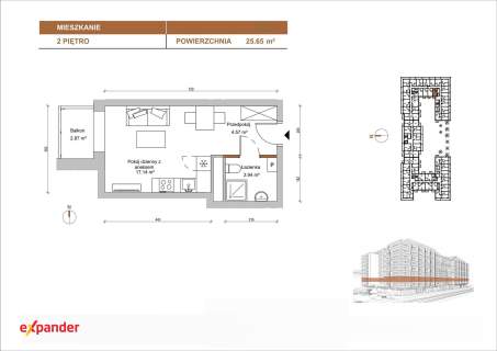 Centrum/Kawalerka/25,5m2/Balkon