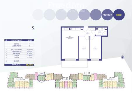 Nowoczesne mieszkanie 3-pokojowe z balkonem 58.40 m2 Błonie