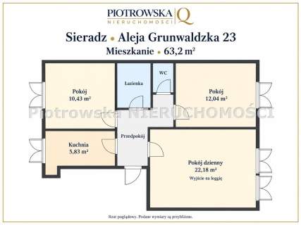 Mieszkanie na sprzedaż, 63,2 m2, Sieradz