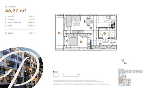 MIESZKANIE CENTRUM KIELC 46,27 m2 balkon 6,5m2 południe-zachód
