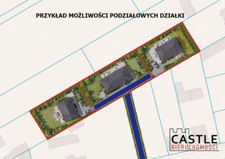 Działka z możliwością podziału na3 działki