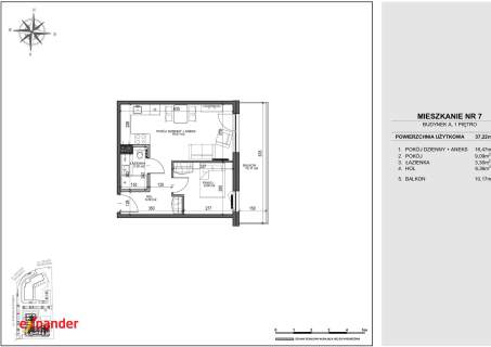 NOWA INWESTYCJA 2 pokoje, 1 piętro 37,22 m2 os. Mokre