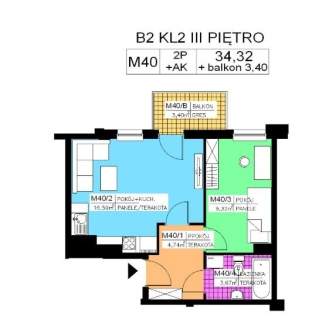 Mieszkanie 2 pok., 34,32 m2, III piętro, Na Stoku