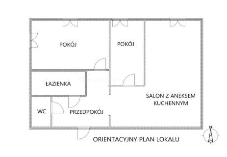 Trzy pokojowy lokal przerobiony z jednopokojowego.