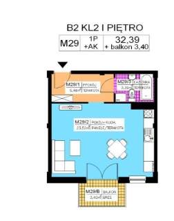 Mieszkanie 1 pok., 32,39 m2, I piętro, Na Stoku
