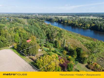 Działka 2032 m z domem z bali Widok na Narew