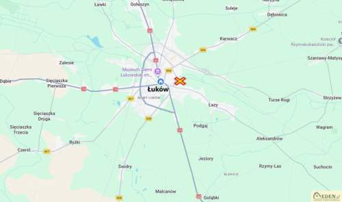 Działki rolne i łąki 0,4346 ha w Łukowie, nieopodal ulicy Prusa