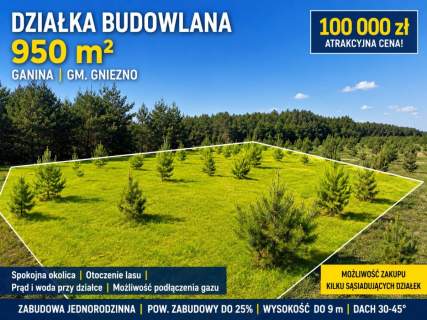 Działka na sprzedaż, 950 m2, Ganina