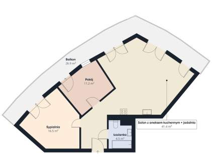 Przestronne mieszkanie 3 pokoje 71 m2 z dużym balkonem 26m 