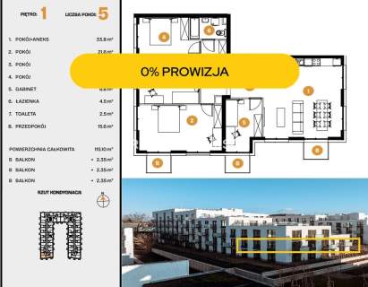 115m2 Apartament 5 pok/3 balkony Bronowice