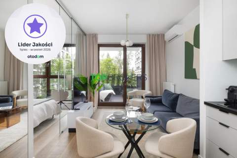 Salon z aneksem i sypialnia, taras