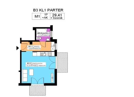 Mieszkanie 1 pok.,29,56 m2, parter, Na Stoku